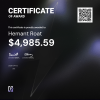 Hemant, $4,985.59 Payout Certificate