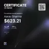 Aarav, $623.21 Payout Certificate