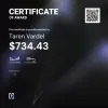 Taren, $734.43 Payout Certificate